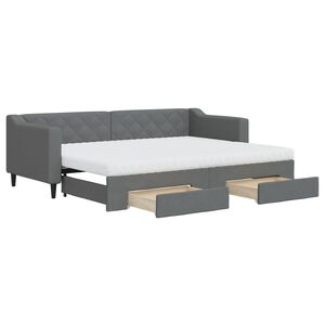 vidaXL Izvlečna dnevna postelja s predali temno siva 80x200 cm blago