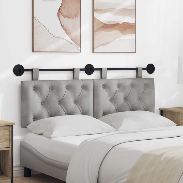 vidaXL Visoki naslon za glavo Svetlo siva 130 x 55 x 7 cm Žamet