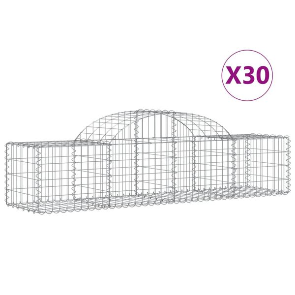 vidaXL Obokane gabion košare 30 kosov 200x50x40/60 cm pocinkano železo