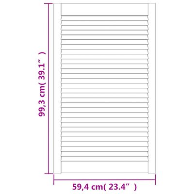 vidaXL Vrata za omarico z letvicami 4 kosi bela 99,3x59,4 cm borovina