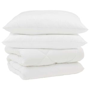 vidaXL Zimska posteljnina z blazino 3 pcs Bela Mikrovlakna