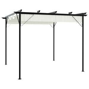 vidaXL Pergola z zložljivo streho kremno bela 3x3 m jeklo