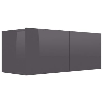 vidaXL Komplet TV omaric 2-delni visok sijaj siva iverna plošča