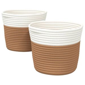 vidaXL Ko&scaron;ara za shranjevanje 2 kosa rjava in bela &Oslash;24x18 cm bombaž