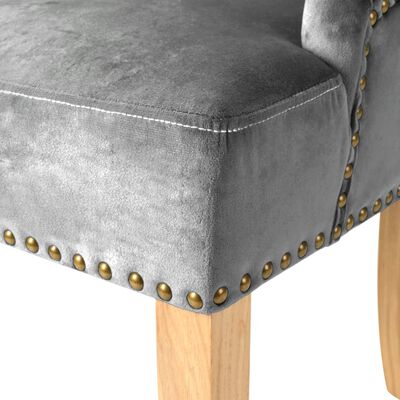 vidaXL Jedilni stoli 2 kosa srebrni iz trdne hrastovine in žameta