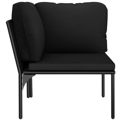 vidaXL Vrtna sedežna garnitura z blazinami 6-delna črna PVC