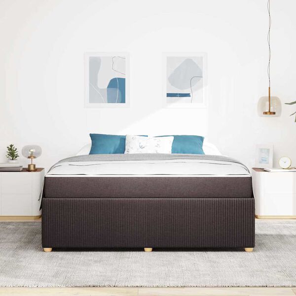 vidaXL Posteljni okvir z vzmetnico Temno rjava 180 x 200 cm blago