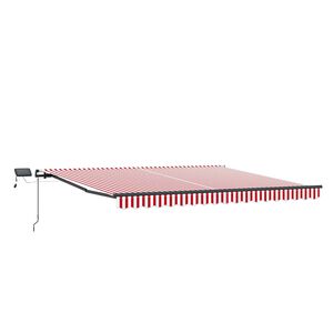 vidaXL Vlečna tenda Rdeča in bela 450 &times; 350 cm Tkanina in aluminij
