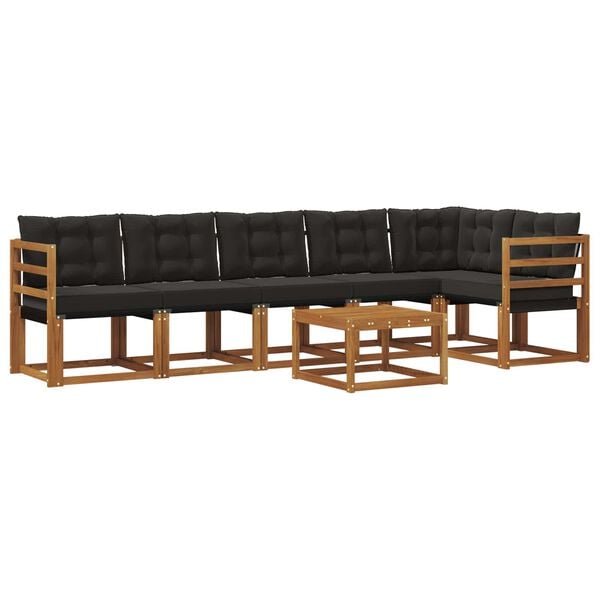 vidaXL Zunanja garnitura za sedenje z blazino 7 pcs Naravna in črna