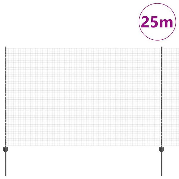 vidaXL Ograja s stebrom Siva 1,5 x 25 m Jeklo