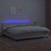 vidaXL Box spring postelja z vzmetnico LED krem 200x200cm umetno usnje