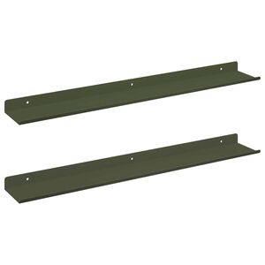 vidaXL Ležeča polica 2 kos Oljčno zelena 60 x 8,5 x 2,5 cm Jeklo