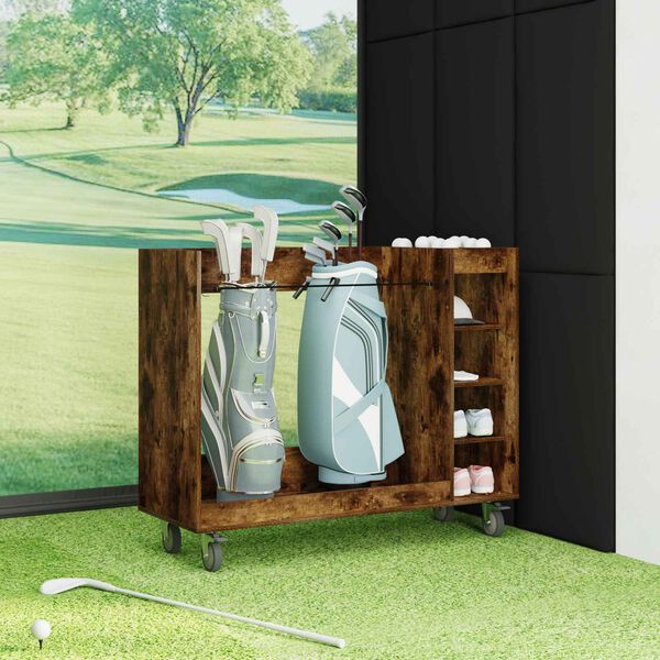 vidaXL Golf omara s kolesom Enobarvno Dimljeni oreh 120 x 45 x 98 cm