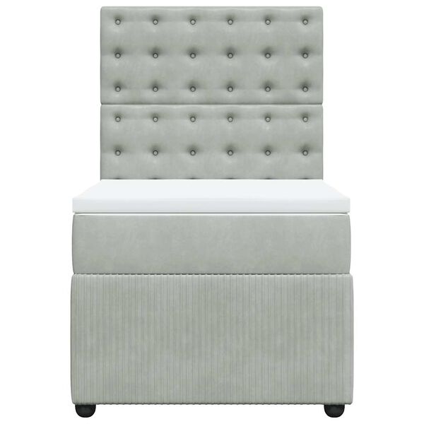 vidaXL Box spring postelja z vzmetnico svetlo siv 90x190 cm žamet
