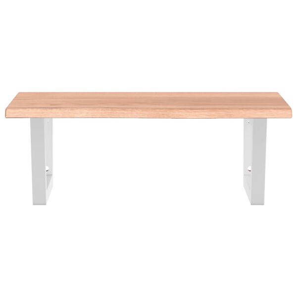 vidaXL Stenska polica za umivalnik jeklo in trdna hrastovina