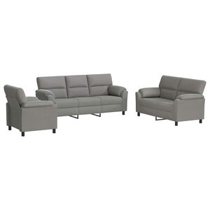 vidaXL Kavčna garnitura 3 pcs Svetlo siva Žamet