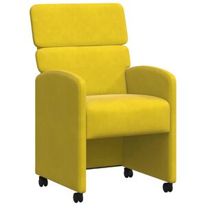 vidaXL Jedilni stoli s kolesi 2 kos Žamet Rumena 58 x 65 x 98 cm