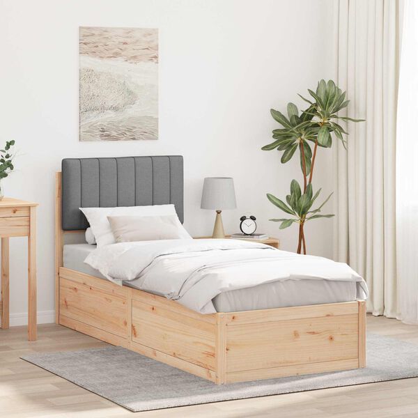 vidaXL Posteljni okvir z oblazinjenim vzglavjem Svetlo siva