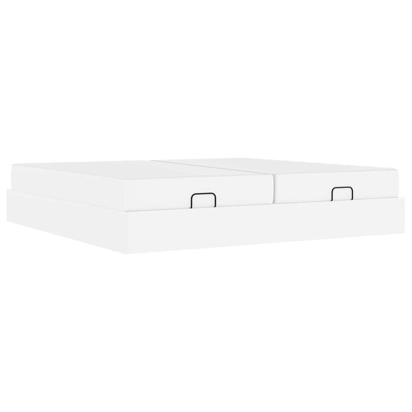vidaXL Posteljni okvir z vzmetnico z vzmetnico 2 pcs Bela PVC