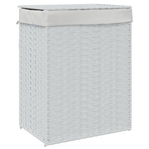 vidaXL Ko&scaron;ara za perilo s pokrovom bela 46x33x60 cm poli ratan