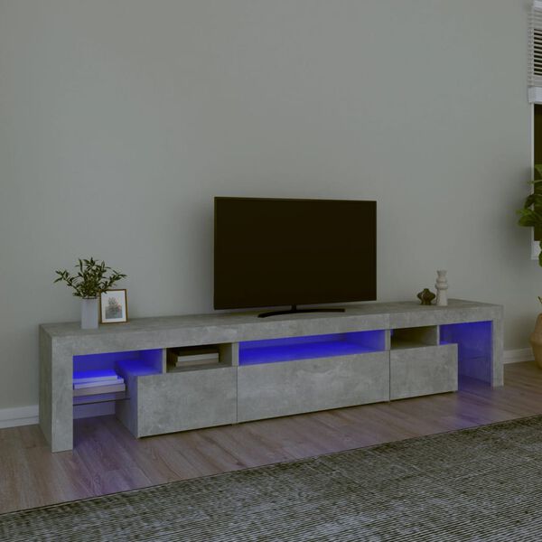 vidaXL TV omarica z LED lučkami betonsko siva 215x36,5x40 cm