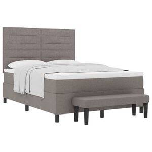 vidaXL Postelja z vzmetnico z vzglavjem Taupe 140 x 190 cm blago