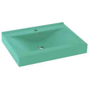 vidaXL Razko&scaron;en umivalnik z luknjo mat svetlo zelen 60x46 cm keramičen
