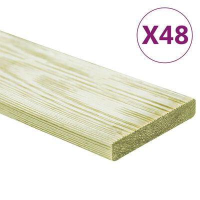 vidaXL Talne plošče 48 kosov 5,76 m² 1m impregnirana trdna borovina