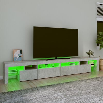 vidaXL TV omarica z LED lučkami betonsko siva 260x36,5x40 cm