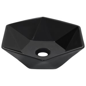 vidaXL Umivalnik 40x36,5x12 cm keramičen črn