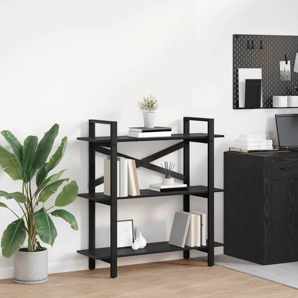 vidaXL Knjižna polica Črna Orehovina 100 x 33,5 x 102 cm