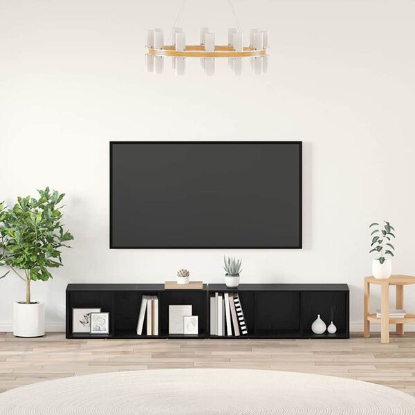 vidaXL Komplet TV omaric 2 pcs Črna Orehovina 37 x 35 x 107cm