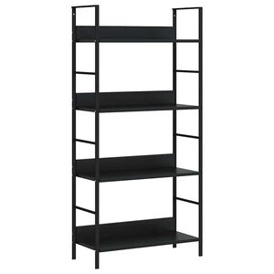 vidaXL Knjižna polica 4-nadstropna črna 60x27,6x124,5 cm inž. les