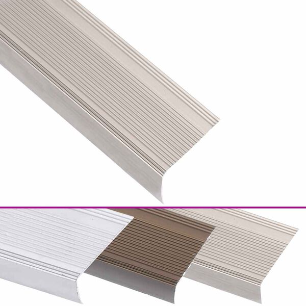 vidaXL Obroba za stopnice L-oblike 5 kos aluminij 90 cm barva penine