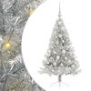 vidaXL Umjetna preddekorirana božićna jelka srebrna 120 cm PET