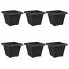 vidaXL Kvadratna cvetlična posoda 6 pcs Črna 43 x 43 x 33,5 cm