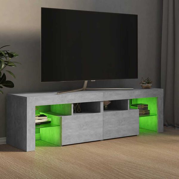 vidaXL TV omarica z LED lučkami betonsko siva 140x36,5x40 cm