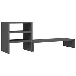 vidaXL Stojalo za zaslon sivo 81x20x30 cm trdna borovina