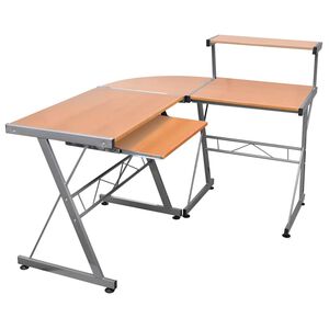 vidaXL Kotna računalni&scaron;ka miza rjava 132x112x99 cm inženirski les