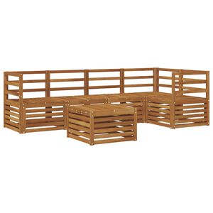 vidaXL Kotna sedežna garnitura 6 pcs Naravna Masiven les akacije