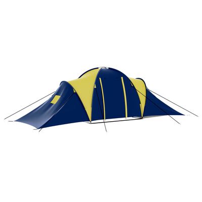 vidaXL Šotor za kampiranje za 9 oseb blago modre in rumene barve