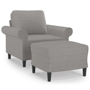 vidaXL Fotelj s stolčkom za noge svetlo siv 60 cm blago