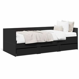vidaXL Dnevna postelja s predali brez vzmetnice črna 75x190 cm