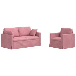 vidaXL Kavčna garnitura 2 pcs Roza 158 x 78 x 80 cm Žamet