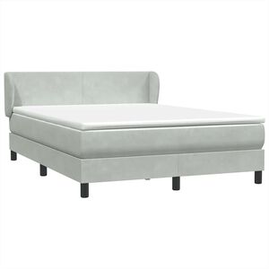 vidaXL Box spring postelja z vzmetnico svetlo siva 160x210 cm žamet