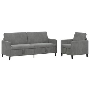 vidaXL Sofa set z shrambo 2 kos Temno siva Poliester