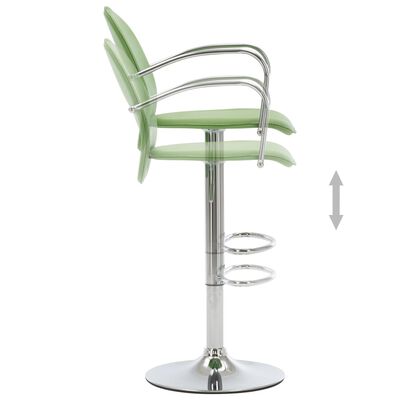 vidaXL Barski stolček z naslonjalom za roke zeleno umetno usnje