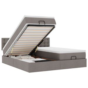 vidaXL Otomanski posteljni okvir z vzmetnicami taupe 160x200 cm blago