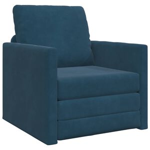 vidaXL Sofa postelja Modra 74 x 77 x 81 cm Žamet