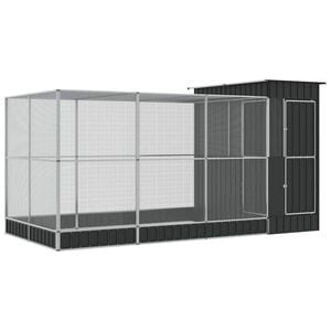 vidaXL Ptičja voliera s podalj&scaron;kom srebrna 416x203x216 cm jeklo